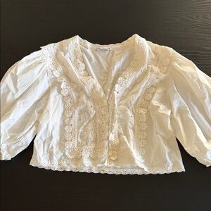 Zara Ivory Lace Detail Blouse